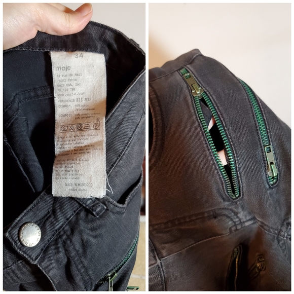 Maje Funky Black Low Rise Skinny Jeans with Zipper Accent Size 24 ~ Punk Rock - Picture 16 of 16